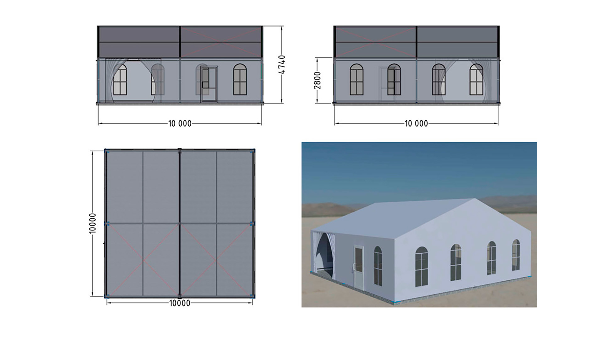 Двускатный шатёр 10х10
